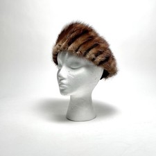 Vintage Mink Fur Hat Brown Pillbox, Cloche, Schiller's Lorienne Original 1960 s