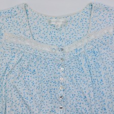 Eileen West Nightgown 100 Cotton Leafy Vines Print Women's Large Ribbon Details