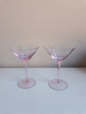 Pale Pink Martini glasses (2) 5.25'' Tall 3'' Wide Lightweight Fancy Celebration