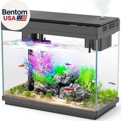 Smart Aquarium Fish Tank with Silent Water Pump, 2.4 Gallon Small Aquarium with