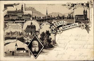 Litho Bad Staffelstein am Main Upper Franconia, Main Valley, town view,... - 10568706