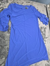 Gabby•Skye Womens Vivrant Blue Ruffle Sleeves Dress Cocktail Dress Size 12