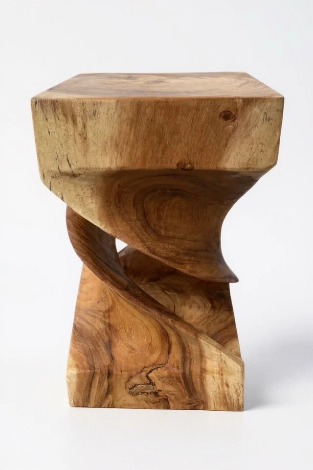 Massivholz Beistelltisch Holz: Handgefertigter Holzhocker (50x28x28) - Bild 4 von 4