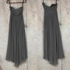 Jenny yoo colleoction olive hunter green strapless chiffon bridesmaids dress 6