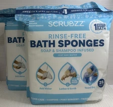 Scrubzz Disposable Rinse Free Bathing Sponges - Unscented, 50 Count