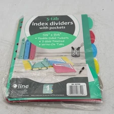 C-Line Mini 5.5x8.5 Poly Dividers 03750 5-Tab Double Pockets Multicolor