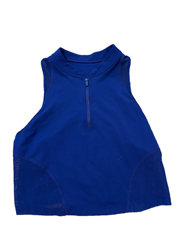 Fabletics womens size medium crop tank top admiral blue half zip heatwave
