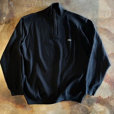Lacoste Men's Black Quarter Zip Sweater XL Size 6 23x27