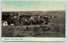 Dows IA Birdseye View~Saltbox Roof Barn~Big Home~Agricultural Fields c1910