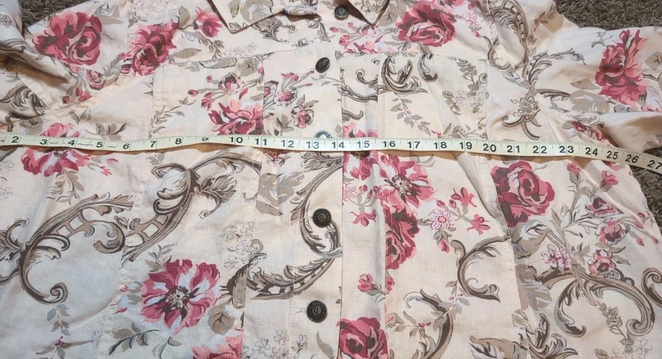 Women's Linen Jean Style Jacket Floral Design 2X - Image 4 of 4