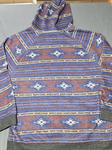 Carbon Sweater Men's XXL Purple Multicolor Southwest Aztec Print Hoodie Pullover - Picture 8 of 8