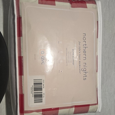 #ad Northern Nights King Down Blanket Classic Red Check Plaid 300TC Cotton Duck Down $45.00