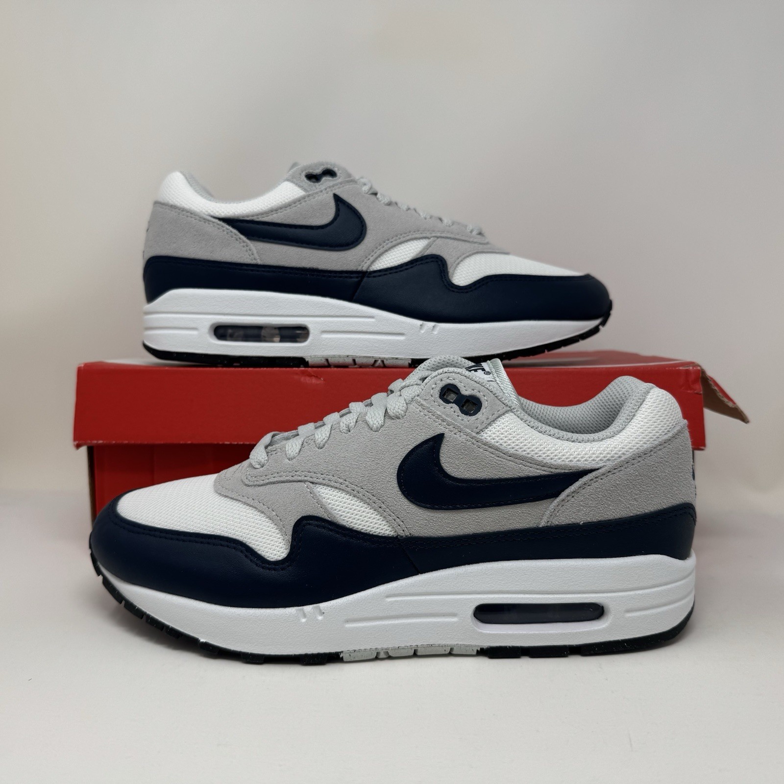 Nike Air Max 1 ESS Summit White Armory Navy Mens Sneakers FZ5808-103