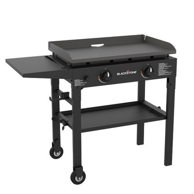 Blackstone Flat Top Gas Grill Griddle 2 Burner Propane Fuelled Rear Grease Ma...