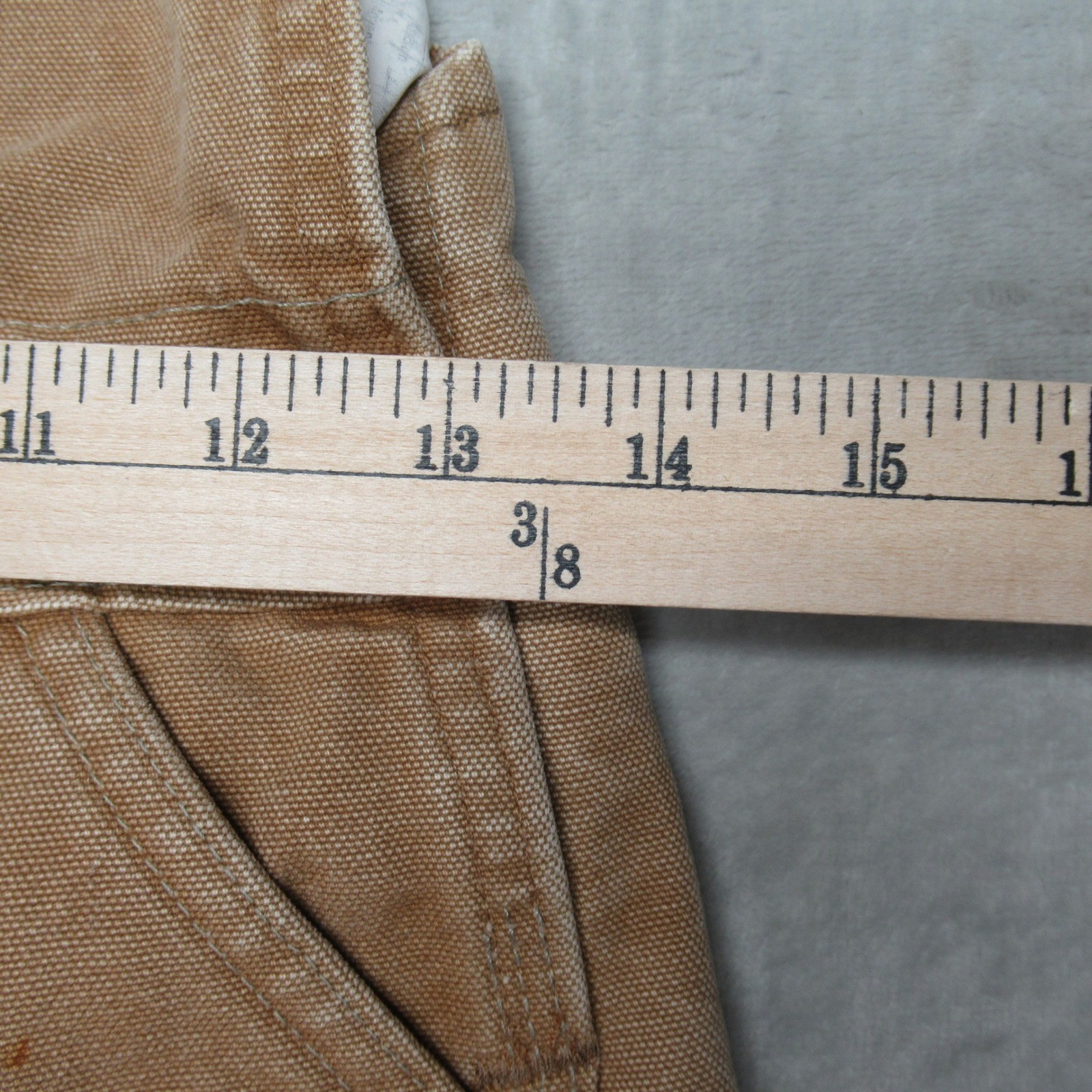 Carhartt Bib Overalls Kids 10-12 Beige Duck Canvas Double Knee Workwear 27x22 thumbnail 13