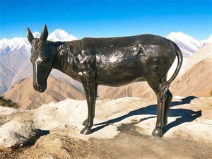 Donkey Statue, Mule Sculpture, Life Size Burro, Cast Aluminum 