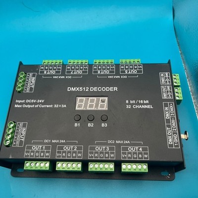 DMX512 32 Channel RGBW LED Decoder Controller DC5-24V 8/16 Bit XLR Open Box