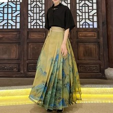 Chinese style women's horse face skirt Hanfu Pleated skirt