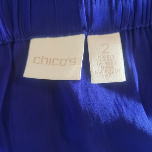 Chico's Tiered Midi Skirt Women's Large Royal Blue Lightweight Pull On Boho - Picture 5 of 8