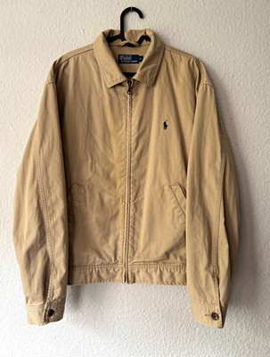 Polo by Ralph Lauren Herren Jacke beige Gr. M Baumwolle RV Kentkragen kurz