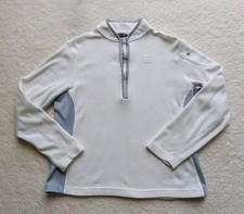Lands' End Pullover Womens Gray Ivory Fleece 1/4 Zip Size MEDIUM 10-12
