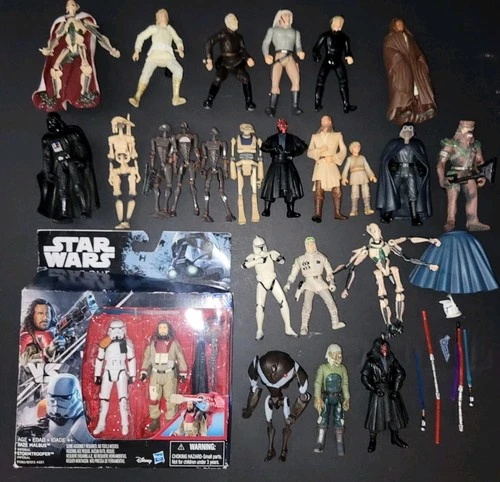 (25) VTG Hasbro Star Wars POTF Clone Wars Loose Figure Lot Figures/ Accessories