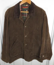 Jos A Bank Barn Jacket Chore Coat Mens XL Brown Corduroy Flannel Lined Vtg 90s