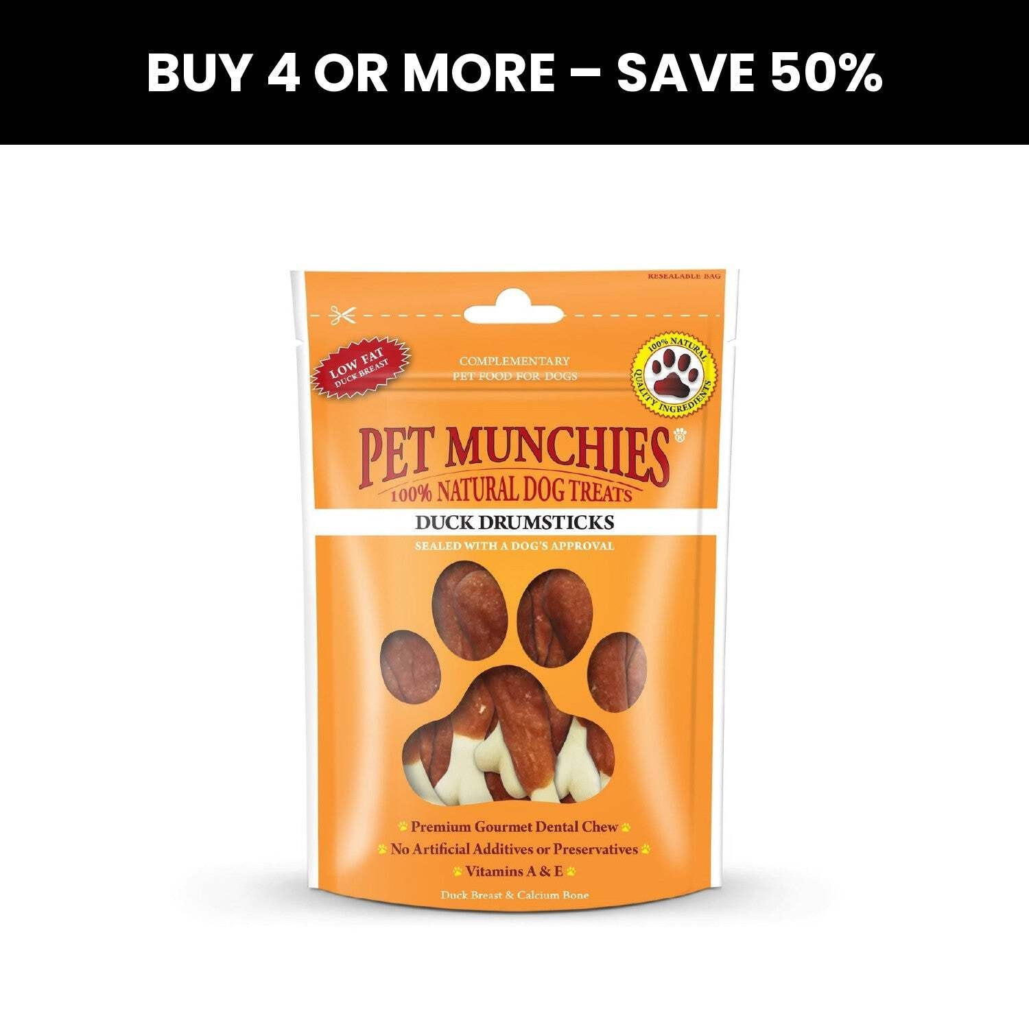B&Q -  Duck Drumstick Treats 100G1 X PackSingle Pack - Image 3