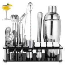 23X Professionell Cocktail Set Shaker 750ml Mixer Edelstahl mit Ständer & Sieb