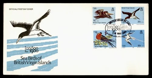 DR WHO 1980 BRITISH VIRGIN ISLANDS FDC SEA BIRD COMBO R38820