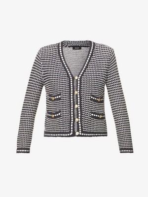 ME+EM Strickjacke Boucle-Optik Navy Größe XS EU 34 UK 6