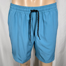 Quiksilver Mens Medium Blue Elastic Waist Drawstring Stretch Board Shorts Trunks