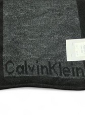 NWT Calvin Klein Men's Gray Black Colorblock Scarf w/ Logo Accent