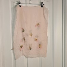 vintage 1950 "Top Hit" Fashion Pink Silk Chiffon Floral Beaded Rectangle Scarf