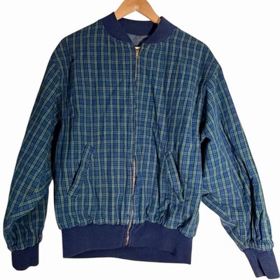 Vintage 80s The Gap Reversible Plaid Bomber Jacket Workwear Flannel Men's L