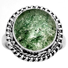Natural Green Aventurine 925 Sterling Silver Ring s.6.5 Jewelry R-1279