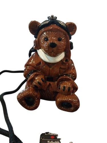 Vintage Timmy Woods Acacia Wood Baron Pilot Bear Purse Beverly Hills NWT