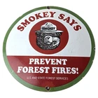 Vintage Smokey Bear Wildfires Porcelain Sign - Prevent Forest Fires Gas Sign