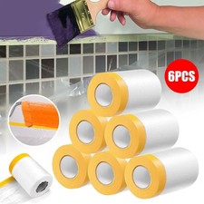 6 Rolls Cover Masking Film Plastic Dust Sheets For Painting Car and Furniture UK