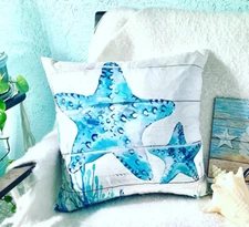 Pillow case set of 2 “Sea” Accent Home Decor beautiful, soft and bright