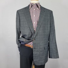 Stafford Men's Sport Coat Blazer Two Button Gray Plaid Seasonal Texture Poly 48R