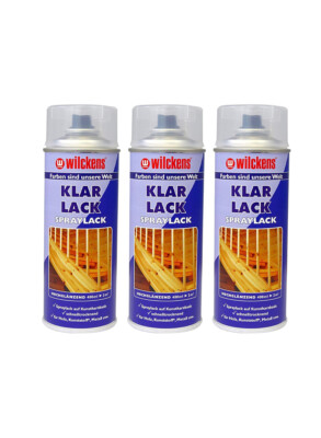 3x Lackspray Klarlack Hochglanz 400 ml Sprühlack Lackfarbe Lackierung Wilckens