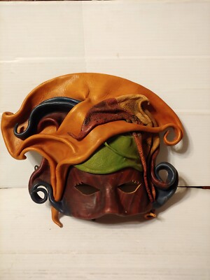 Vintage Leather Mask Signed Mardi Gras Steam Punk Art Handmade 