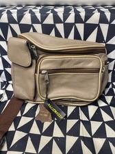 Tan LEATHER FANNY WAIST PACK TRAVEL ORGANIZER CELL PHONE POCKET - Read