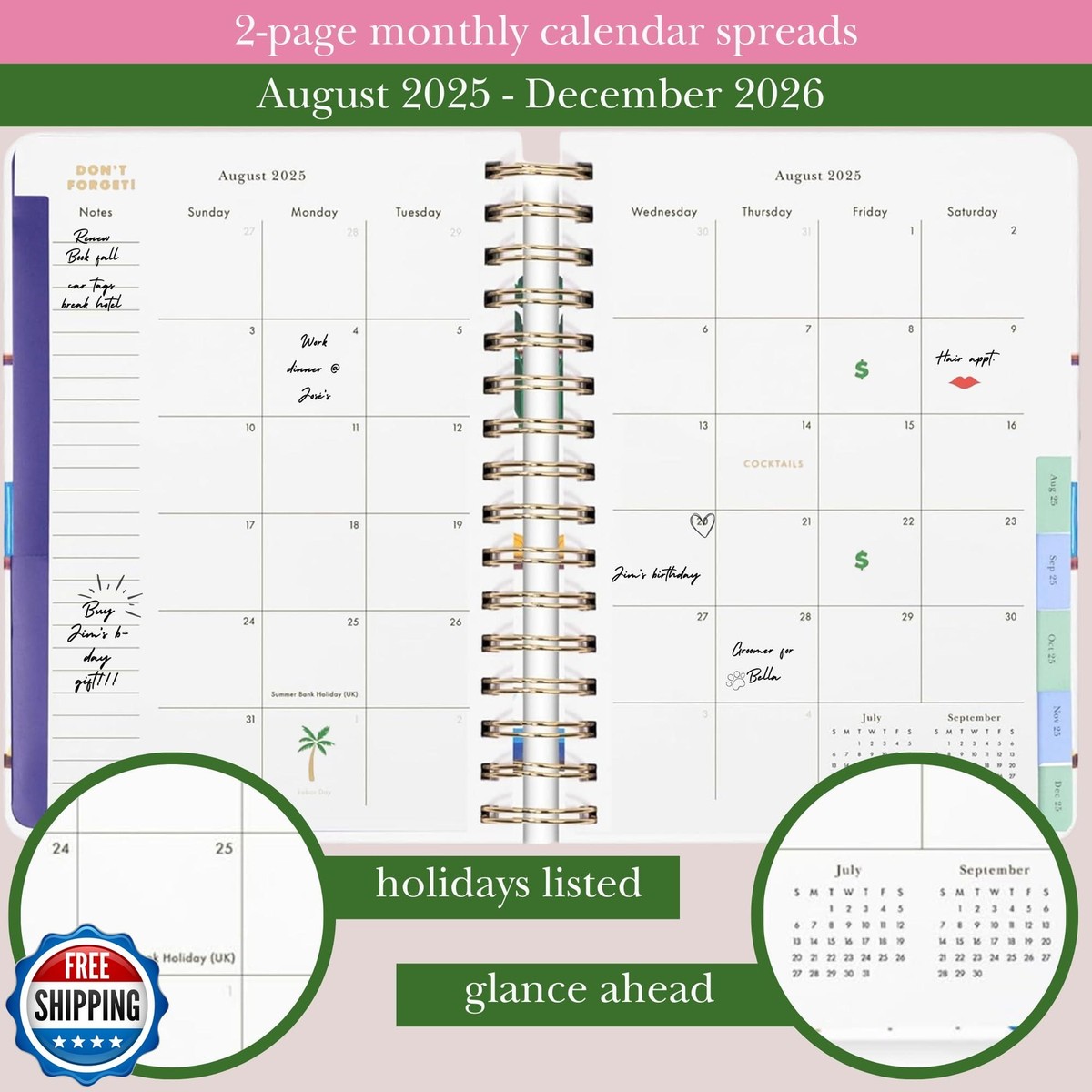 kate spade new york Daily Planner 2025-2026 Large Agenda