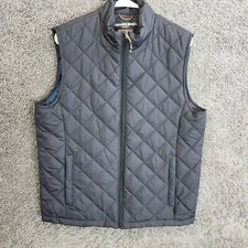 Hawke & Co Puffer Vest Mens Medium Blue Quilted Full Zip Sleeveless Performance