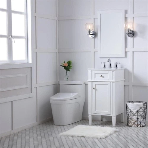 Elegant Decor Park Avenue 18" Single Marble Top Bathroom Vanity in White - Picture 17 of 18