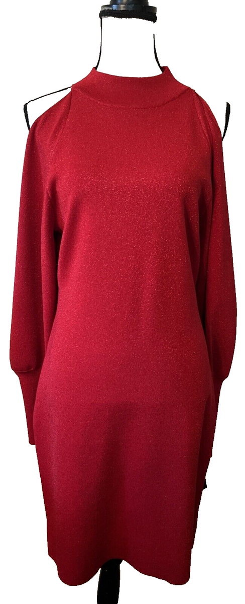 cold shoulder dress red Floral Cold Shoulder Dress In Red