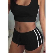 Yoga Set 2Pcs Tank Top Shorts Fitness Running Gym Clothes
