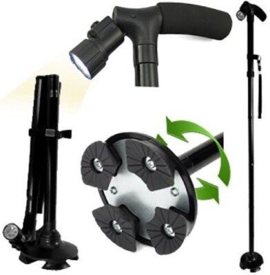 Baston Plegable Con Luz LED Para Caminar Altura Ajustable Para Adultos Aluminio